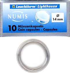 NUMIS CAPSULES -  CAPSULES FOR 14-MM COINS (PACK OF 10)