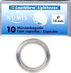 NUMIS CAPSULES -  CAPSULES FOR 16-MM COINS (PACK OF 10)