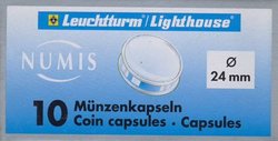 NUMIS CAPSULES -  CAPSULES FOR 24-MM COINS (PACK OF 10)