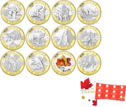 O CANADA (2013) -  SELECTIVELY GOLD PLATED 12-COIN SET -  2013 CANADIAN COINS