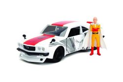 ONE-PUNCH MAN -  MAZDA - 1974 RX-3 WITH SAITAMA  FIGURE - 1/24 -  HOLLYWOOD RIDES