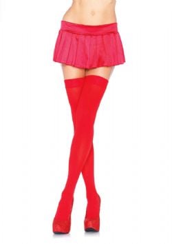 OPAQUE NYLON THIGH HIGHS, RED - ONE SIZE -  THIGH HIGH
