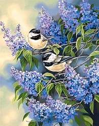 PAINT WORKS -  CHICKADEES AND LILACS (11