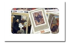 PAINTINGS -  100 ASSORTED STAMPS - PAINTINGS