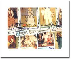 PAINTINGS -  300 ASSORTED STAMPS - PAINTINGS