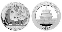 PANDAS -  2011 PANDA - 1 OUNCE FINE SILVER COIN -  2011 CHINA COINS