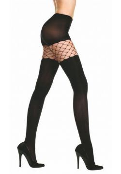 PANTYHOSE -  FENCE NET INSERT SPANDEX OPAQUE TIGHTS (ADULT - ONE SIZE) -  PANTYHOSE