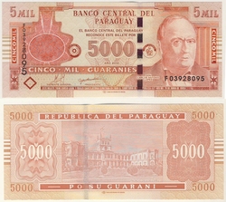 PARAGUAY -  5000 GUARANIES 2010 (UNC)