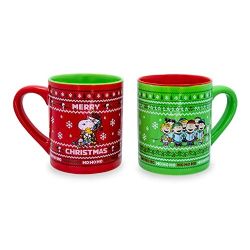 PEANUTS -  PEANUTS CHARLIE BROWN AND SNOOPY CHRISTMAS SWEATERS CERAMIC MUGS, SET OF 2 (14 OZ)