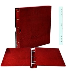 PERFECT DP -  RED TURN-BAR LEATHERETTE BINDER WITH SLIPCASE -  TURN-BAR SYSTEM