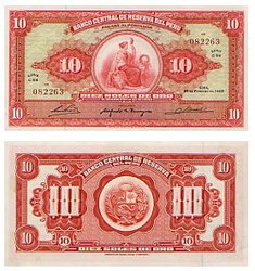 PERU -  10 SOLES DE ORO 1965 88