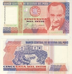 PERU -  50 000 INTIS 1988 (UNC) 142