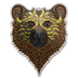 PHIL LEWIS SPIRIT ANIMALS -  1OZ PURE SILVER COIN - GRIZZLY -  2021 SOLOMON ISLANDS COINS 01