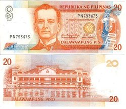 PHILIPPINES -  20 PESOS - 2005 TO  2010 (UNC) 182