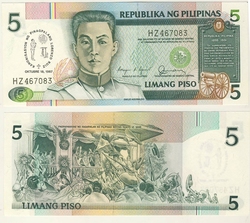 PHILIPPINES -  5 PISO 1987 (UNC) 176