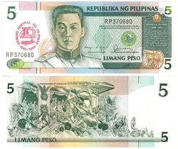 PHILIPPINES -  5 PISO 1989 (UNC) 177