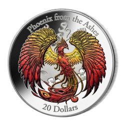 PHOENIX RISING FROM THE ASHES -  PURE SILVER COIN -  2015 COOK ISLANDS COINS 01