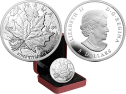 PIEDFORT MAPLE LEAVES -  25TH ANNIVERSARY OF THE SILVER MAPLE LEAF -  2013 CANADIAN COINS