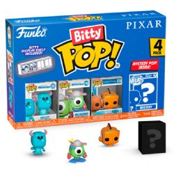 PIXAR -  4 PACK-TINY POP! FIGURE - SULLY, MIKE, NEMO AND MYSTERY FIGURES - SERIES 4 -  BITTY POP!