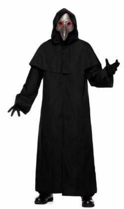 PLAGUE DOCTOR -  HOODED ROBE - BLACK (ADULT)