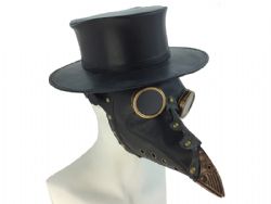 PLAGUE DOCTOR -  PLAGUE DOCTOR MASK WITH GOOGLES - BLACK (ADULT)