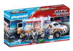 PLAYMOBIL -  CITY ACTION - RESCUE VEHICULES: AMBULANCE WITH LIGHTS AND SOUND (93 PIECES) 70936
