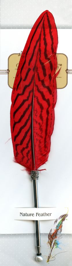 PLUME -  WRITING FEATHER WITH PEN TIP (RED)