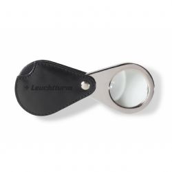 POCKET MAGNIFIERS -  FOLDAWAY POCKET MAGNIFIER WITH BLACK LEATHER PROTECTIVE CASE (3X)