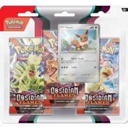 POKEMON -  OBSIDIAN FLAMES 3-PACK BLISTER - EEVEE (ENGLISH) SV3 -  SCARLET & VIOLET
