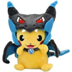 POKEMON -  PLUSH PIKACHU WEARING MEGA CHARIZARD PONCHO -  POKEMON CENTER