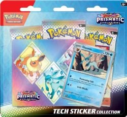 POKEMON -  PRISMATIC EVOLUTIONS - GLACEON TECH STICKER COLLECTION -3 PACKS BLISTER (ENGLISH)***LIMIT OF 1 ITEM PER CUSTOMER*** SV8.5 -  SCARLET & VIOLET