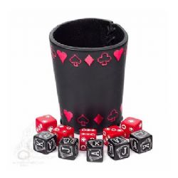 POKER DICES -  WITH RED LEATHER CUP
