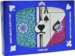 POKER SIZE PLAYING CARDS -  1546 RED AND GREEN (JUMBO INDEX)