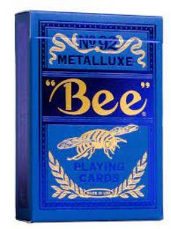 POKER SIZE PLAYING CARDS -  BEE BLUE 92 -  METALLUXE