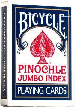 POKER SIZE PLAYING CARDS -  BICYCLE -  JUMBO PINOCHLE DECK - BLUE
