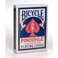 POKER SIZE PLAYING CARDS -  BLUE PINOCHLE - SPECIAL 48 CARD DECK