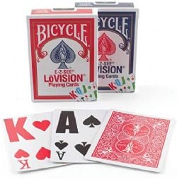 POKER SIZE PLAYING CARDS -  RED E-Z SEE