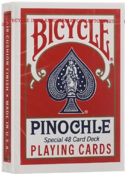 POKER SIZE PLAYING CARDS -  RED PINOCHLE - SPECIAL 48 CARD DECK