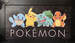 POKÉMON -  FRAMED WALL ART - PIKACHU AND KANTO STARTERS