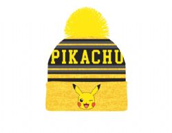 POKÉMON -  PIKACHU EMBROIDERED CUFF POM BEANIE - YELLOW