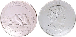 POLAR BEAR - 1 1/2 OUNCE FINE SILVER COIN -  2013 CANADIAN COINS