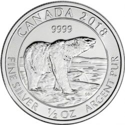 POLAR BEAR - 1/2 OUNCE FINE SILVER COIN -  2018 CANADIAN COINS