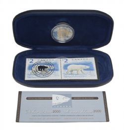 POLAR BEAR - STAMP AND COIN COMMEMORATIVE COLLECTION -  2000 CANADIAN COINS