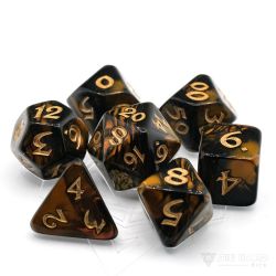 POLY RPG DICE SET -  ELESSIA CHANGELING WITH GOLD -  DIE HARD