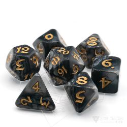 POLY RPG DICE SET -  ELESSIA SHALE WITH GOLD -  DIE HARD