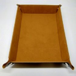 PORTABLE DICE TRAY -  RECTANGLE FOLDING DICE TRAY, BROWN
