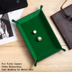 PORTABLE DICE TRAY -  RECTANGLE FOLDING DICE TRAY, GREEN