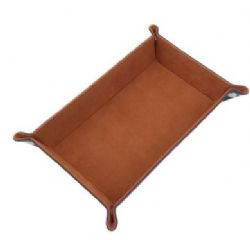 PORTABLE DICE TRAY -  RECTANGLE FOLDING DICE TRAY, LEATHER