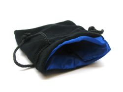 POUCH -  BLACK VELVET DICE POUCH - BLUE LINING (3.75