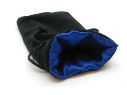 POUCH -  BLACK VELVET DICE POUCH - BLUE LINING (5